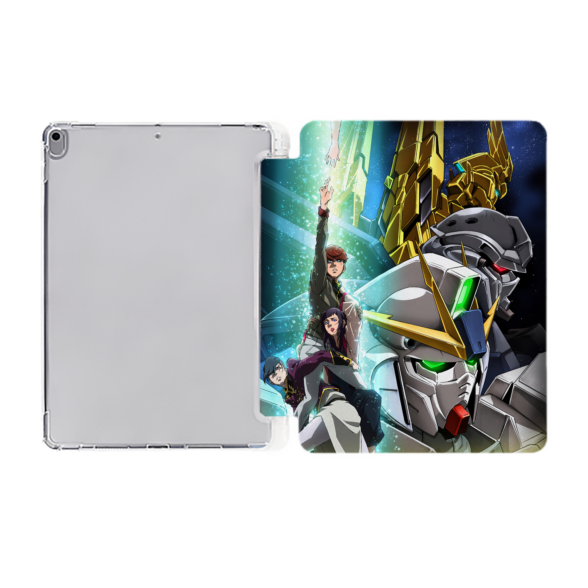 （画像用） 機動戦士ガンダム Mobile Suit Gundam IPad ケース ペン収納付き 三つ折りスタンド PUレザー×シリコン 対応機種9.5/10.5/10.9インチ